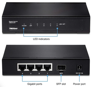 4-Port Gigabit Switch with fiber port